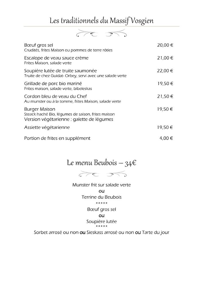 Auberge du Beubois - Menu Image 2