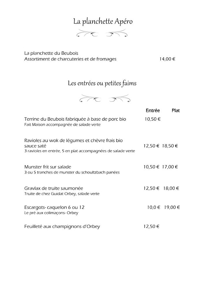 Auberge du Beubois - Menu Image 3